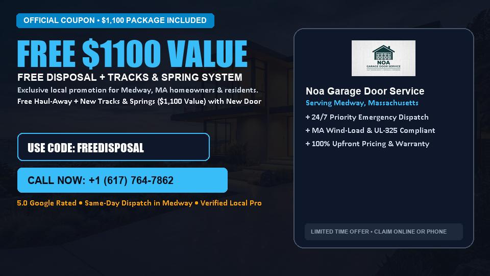 FREE Old Door Haul-Away & Heavy-Duty Tracks in Medway, MA - Noa Garage Door Service
